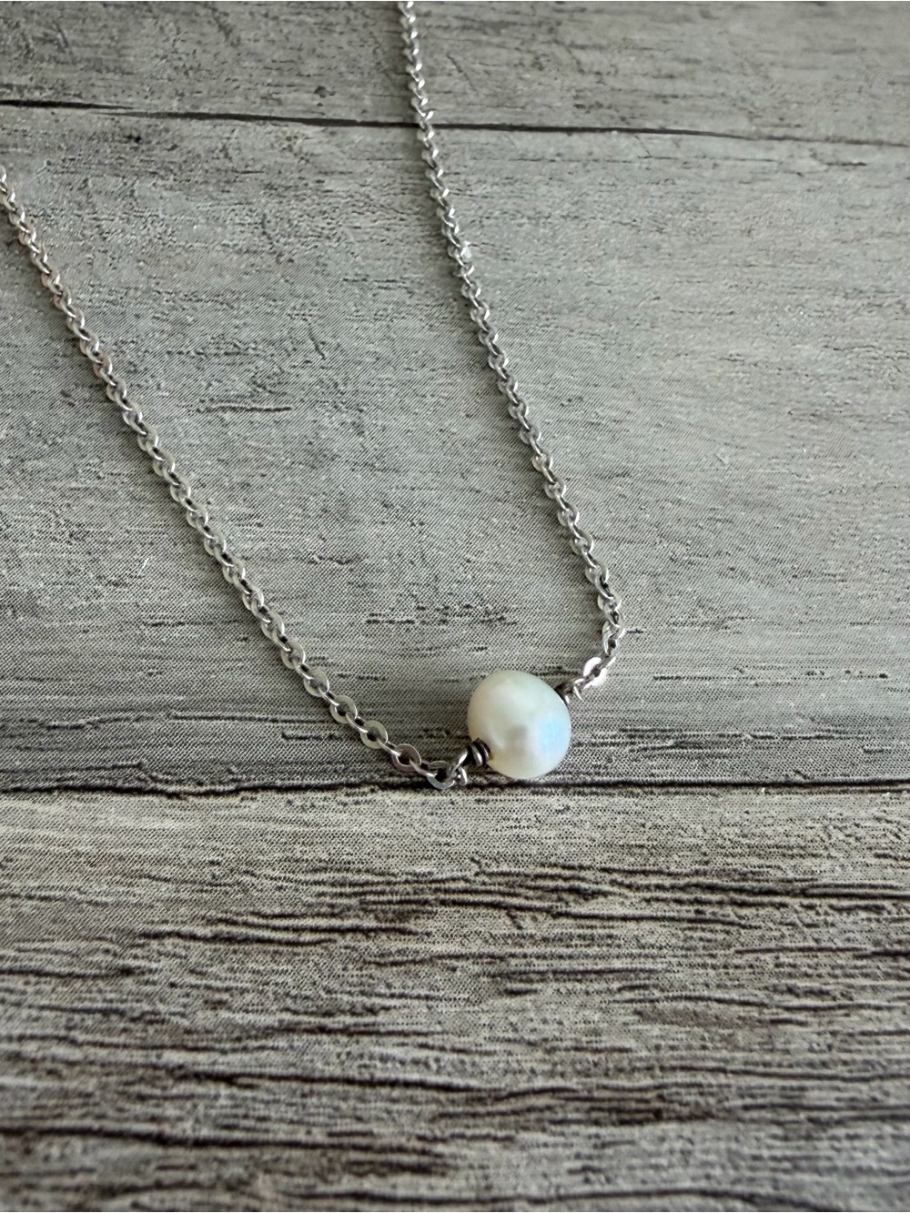 Sterling Silver Pearl Necklace - White Pearl